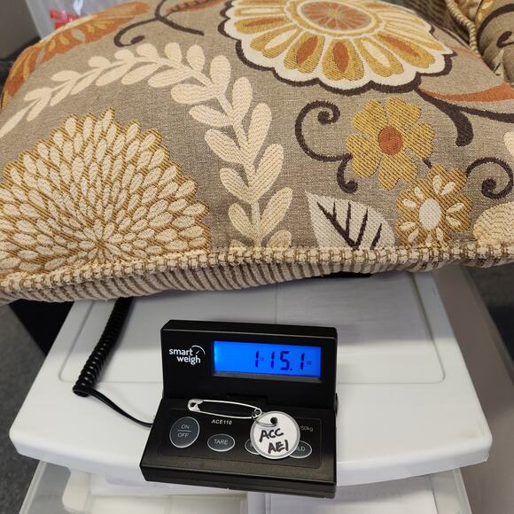 THROW PILLOW Boho Floral Striped Beige Yellow Orange Double Sided 19" x 19" x 5" - Picture 10 of 10